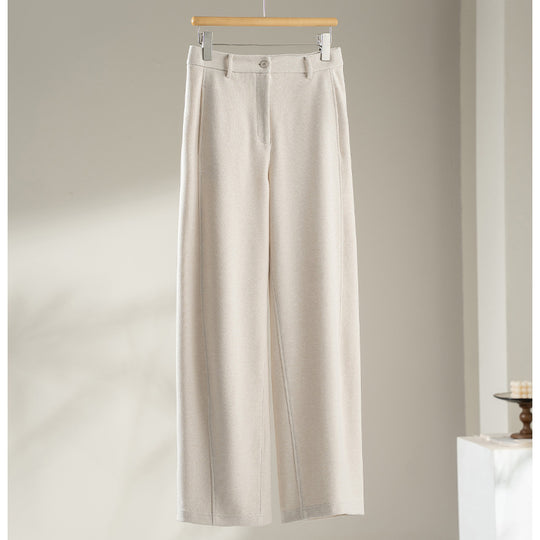 Damen Elegante High‑Waist Palazzo-Stoffhose mit Bügelfalte und dekorativer Mittelnaht Shop Nory