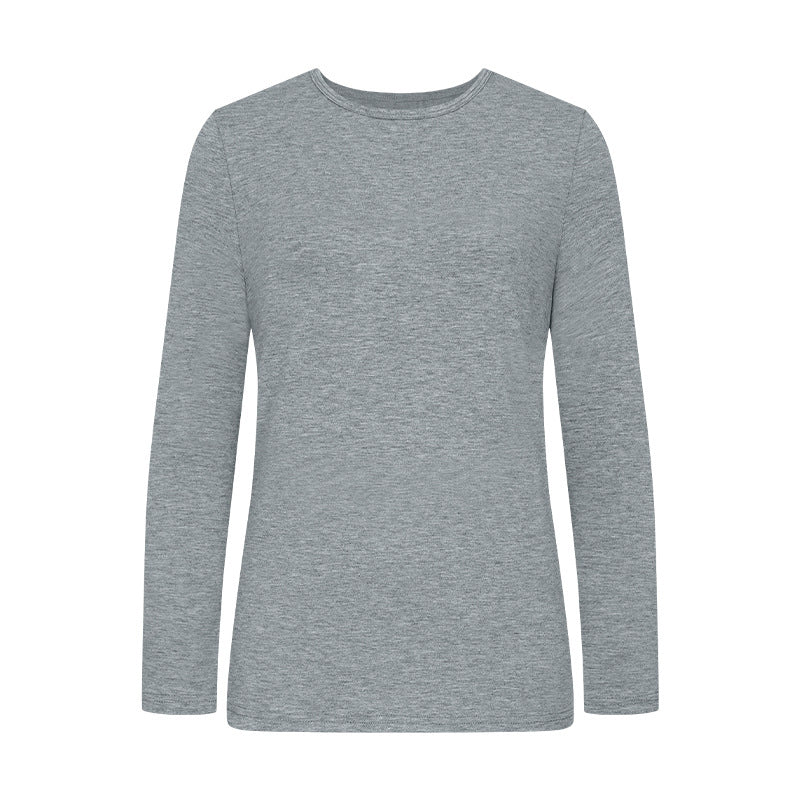 Damen Langarm-T-Shirt aus hochwertiger Baumwolle mit Rundhalsausschnitt