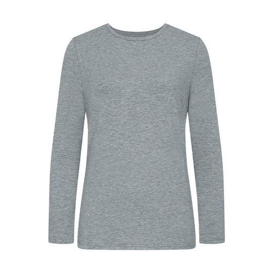 Damen Langarm-T-Shirt aus hochwertiger Baumwolle mit Rundhalsausschnitt
