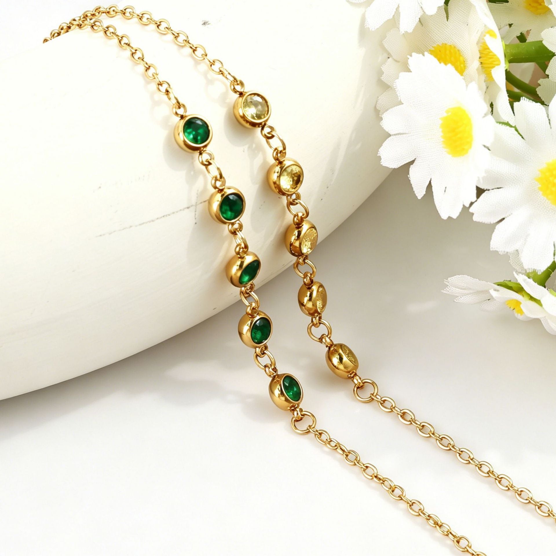 Damen Elegante Goldkette mit lila Kristallen Shop Nory