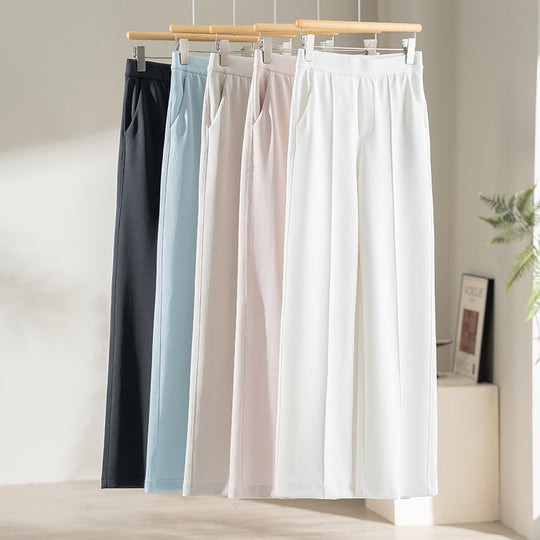 Damen Weite Palazzo-Hose aus Ponte-Jersey mit elastischem Komfortbund und Bügelfalte Shop Nory
