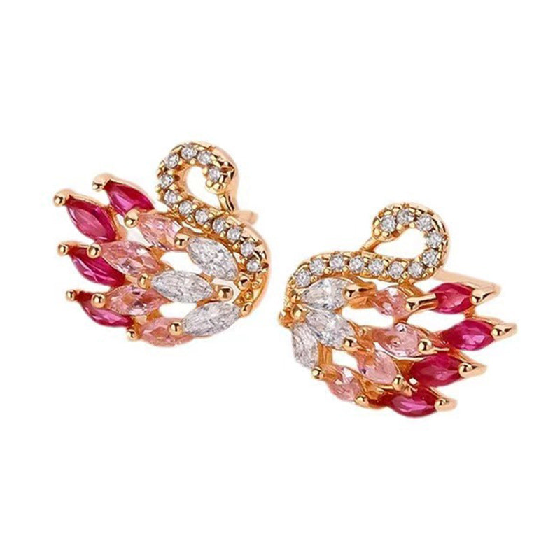 Damen Ohrringe im eleganten Schwanendesign mit funkelnden Zirkonia und hochwertigen Kunststeinen Shop Nory