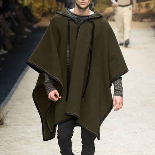 Herren Oversized Kapuzenponcho aus Strick mit geometrischem Mosaikmuster Shop Nory