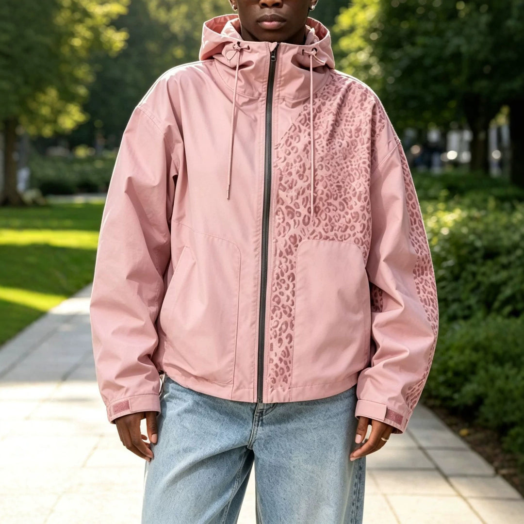 Damen Modische Jacke mit Kapuze und Tierdruck