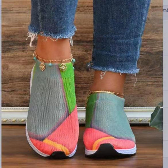 Damen Leichte Strick-Slipper-Sneaker ohne Schnürung mit atmungsaktivem Mesh und gedämpfter Plateausohle Shop Nory