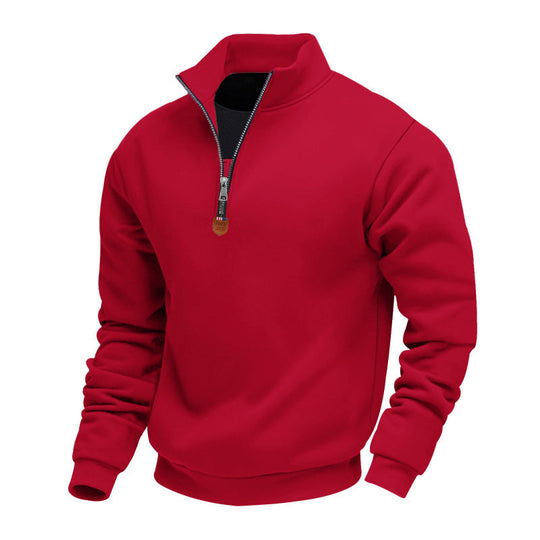 Herren sportlicher Pullover mit halbem Reißverschluss und modischem Stehkragen