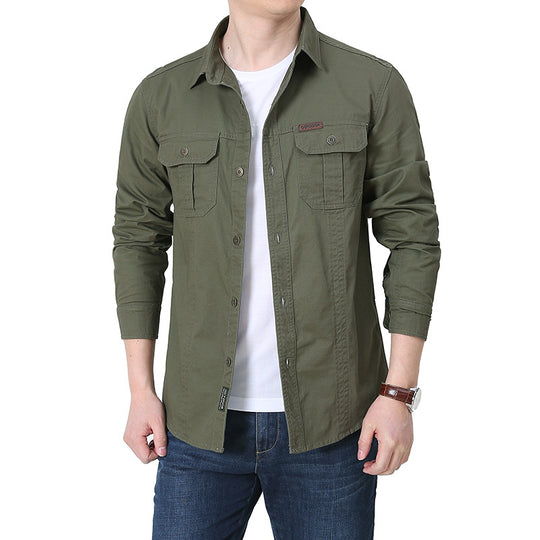Herren robustes Overshirt aus Baumwoll-Canvas mit Brustpattentaschen Shop Nory