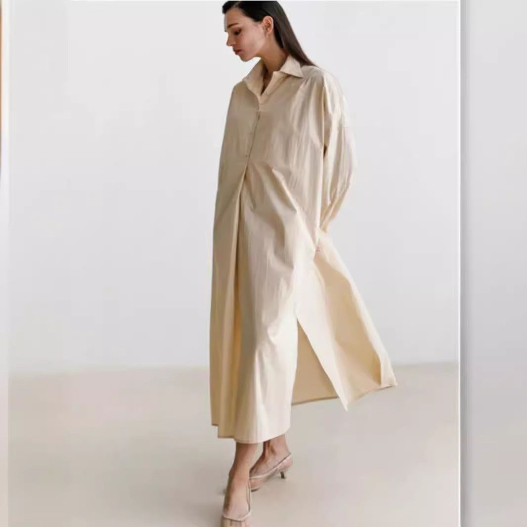 Damen Fließendes Oversize‑Hemdkleid mit Kentkragen, Kimonoärmeln und Seitenschlitzen Shop Nory