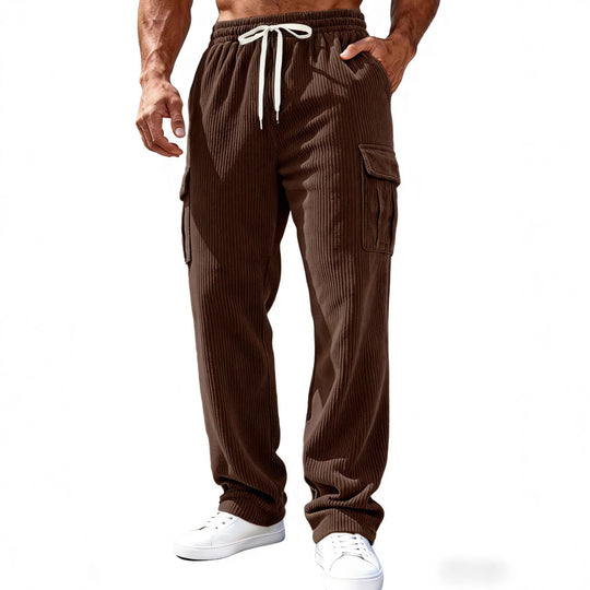 Herren Gerippte Cargo-Freizeithose mit Tunnelzug und Elastikbund Shop Nory