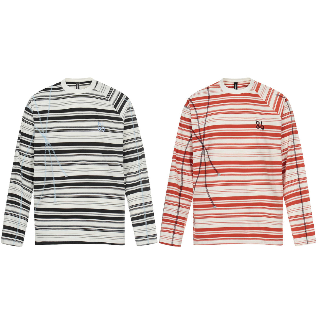 Unisex Gestreiftes Langarmshirt mit kontrastierenden Ziernähten Shop Nory