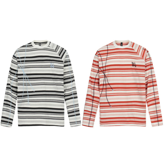 Unisex Gestreiftes Langarmshirt mit kontrastierenden Ziernähten Shop Nory