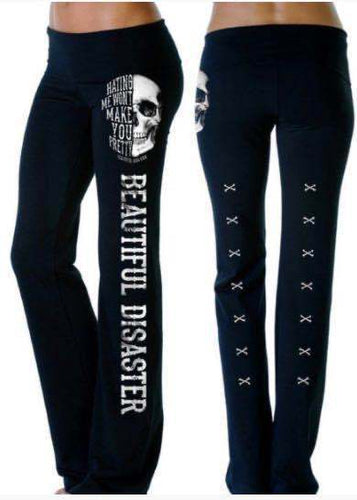 Damen lässige Loungehose mit coolem Skull-Print und Schriftzug Shopnory