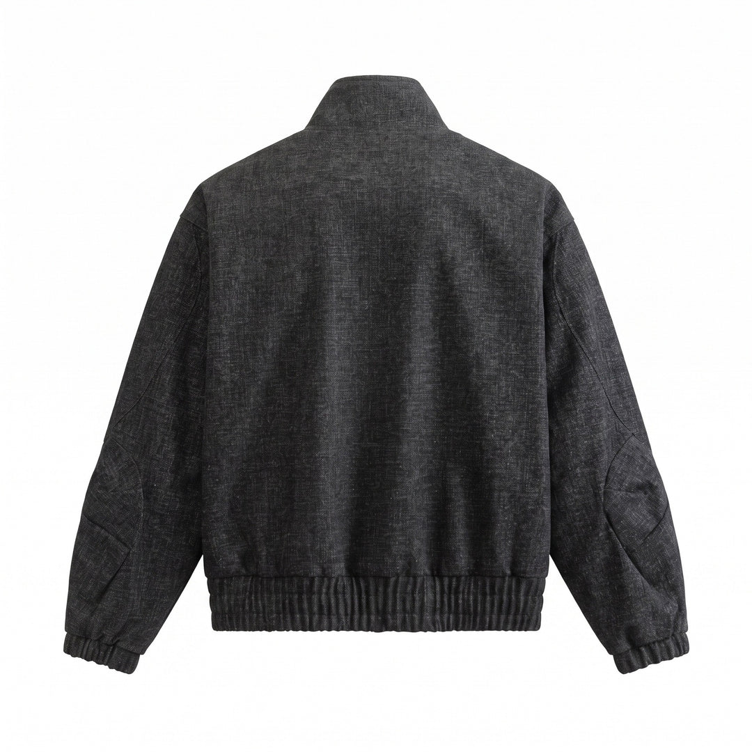 Unisex Boxy‑Bomberjacke aus strukturiertem Denim‑Optik mit hohem Stehkragen Shop Nory