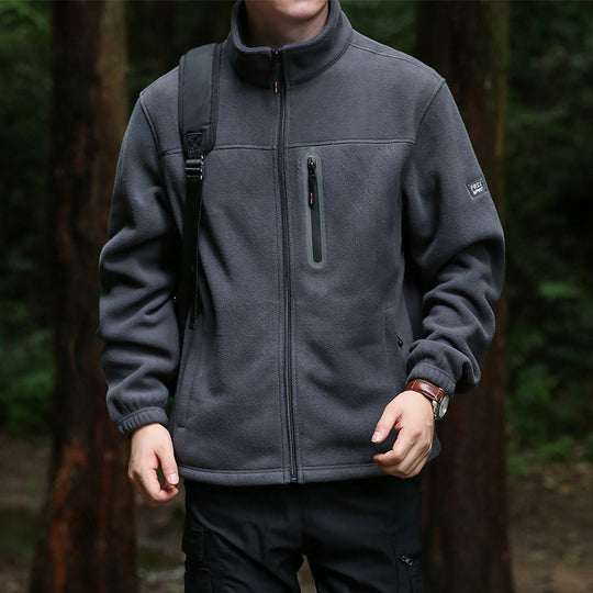 Herren Fleece-Outdoorjacke mit durchgehendem Reißverschluss, hohem Kragen und wasserabweisender Reißverschlusstasche Shop Nory
