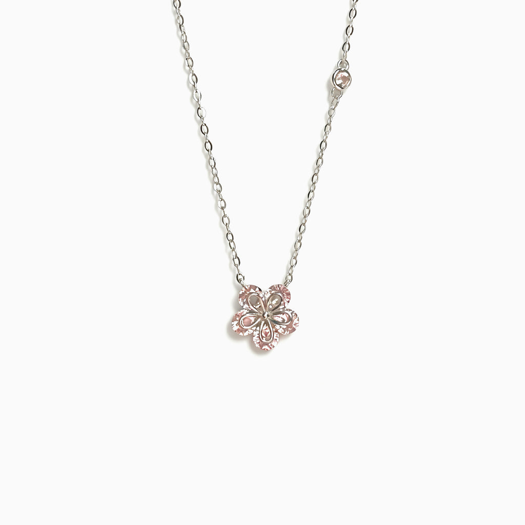 Damen elegante Halskette mit floralem Anhänger und Zirkonia Shop Nory