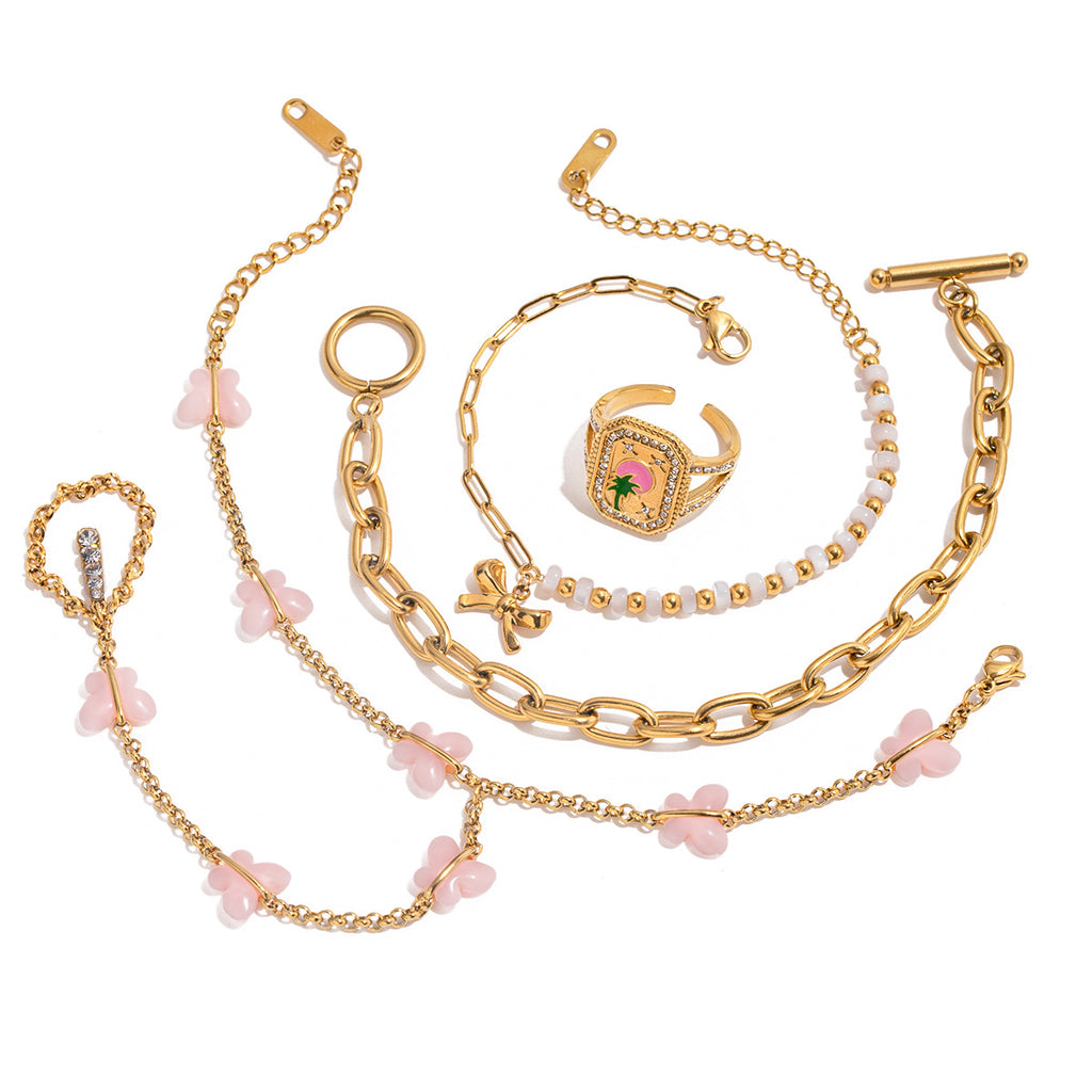 Damen Armband mit bunten Perlen und elegantem Schleifenmotiv Shop Nory