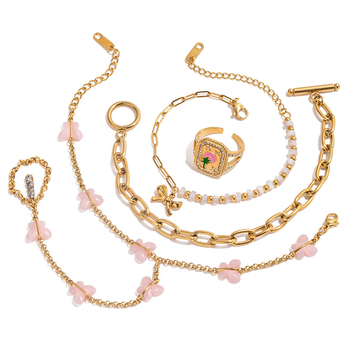 Damen Armband mit bunten Perlen und elegantem Schleifenmotiv Shop Nory