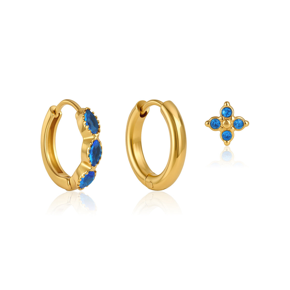 Damen Ohrhänger mit funkelnden blauen Zirkonia und hypoallergenem Edelstahl Shop Nory
