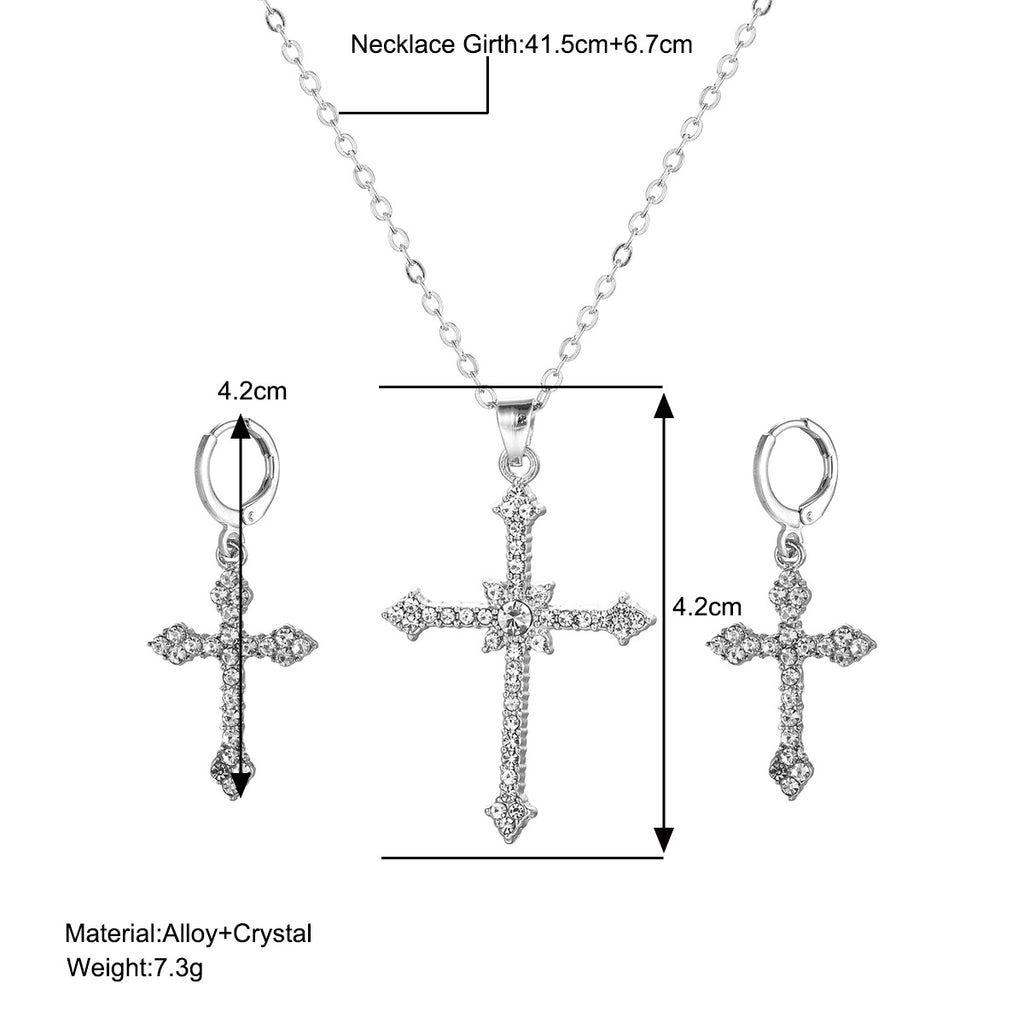 Damen Kreuzanhänger Schmuckset mit funkelnden Zirkonia Shop Nory