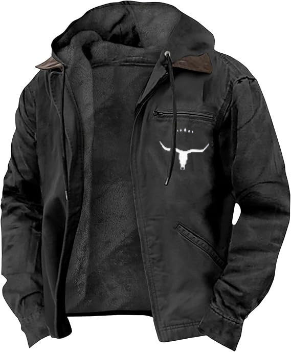 Herren nan wattierte Kapuzenjacke mit Teddyfutter und robuster Canvas-Aussenschicht Shop Nory