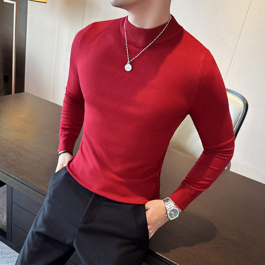 Herren modischer Pullover mit hohem Kragen und eleganter Passform
