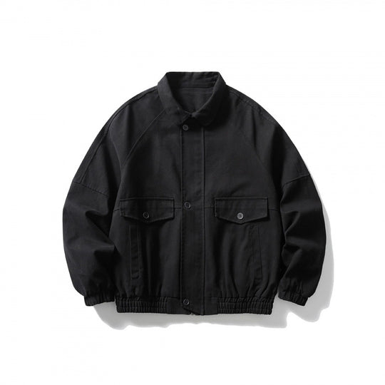 Unisex Kurz geschnittene Boxy-Jacke aus Denim mit Gummizugsaum und Pattentaschen Shop Nory