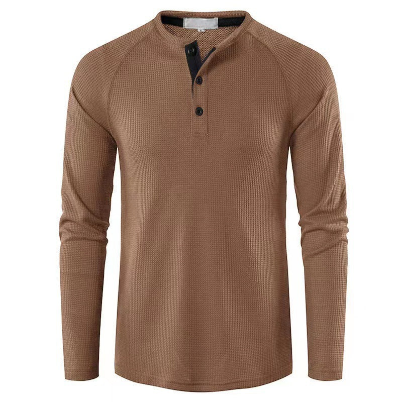 Herren nan strukturiertes Henley-Langarmshirt mit Waffelstruktur, Halbknopfleiste und Raglanärmeln Shop Nory