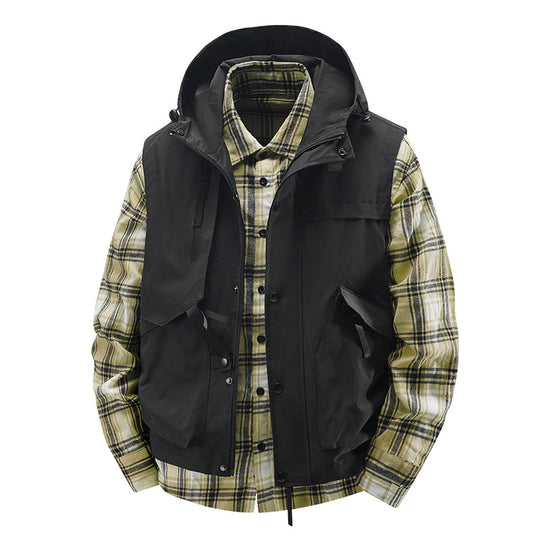 Herren Utility-Weste mit Kapuze, wasserabweisender Außenlage und Multifunktionstaschen Shop Nory