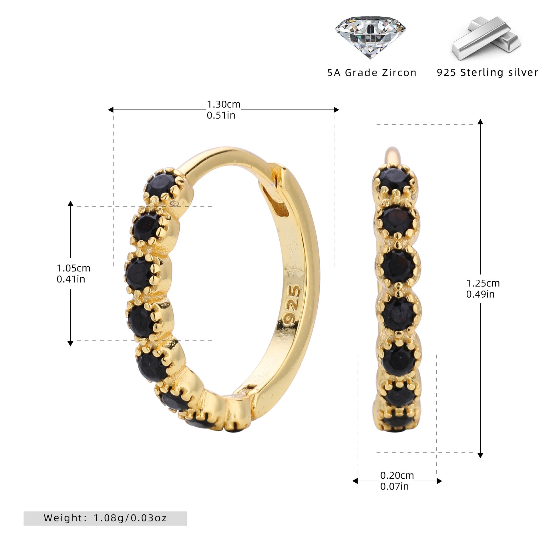 Damen Creolen mit funkelnden Zirkon-Akzenten und hochwertigem 925 Sterling Silber Shop Nory