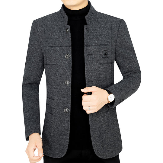 Herren Kurzmantel-Blazer mit Stehkragen und dekorativen Ziernähten Shop Nory
