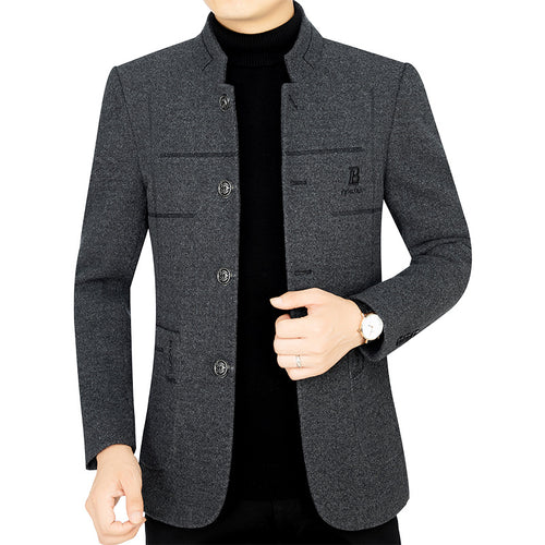 Herren Kurzmantel-Blazer mit Stehkragen und dekorativen Ziernähten Shop Nory