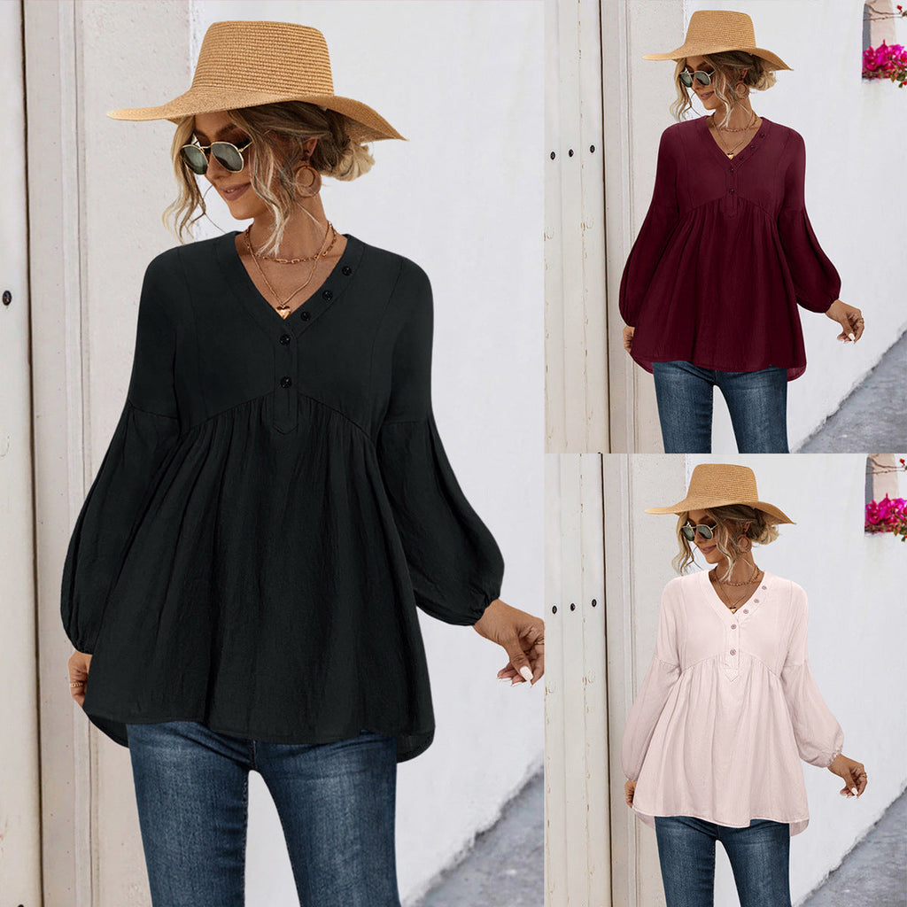 Damen Blusenshirt mit Knopfdetails und lockerer Passform