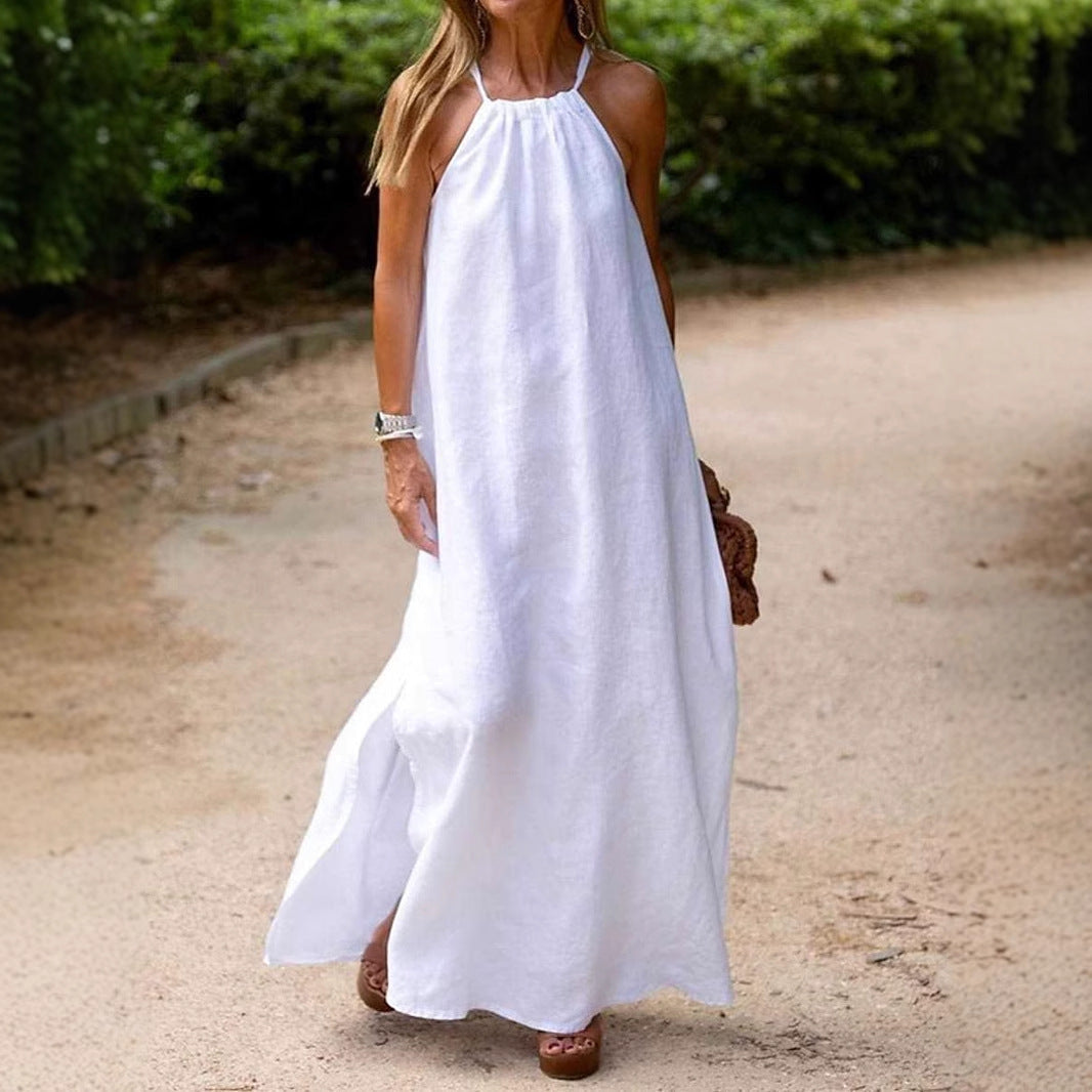 Damen Maxikleid mit Spaghettiträgern und elegantem fließendem Schnitt