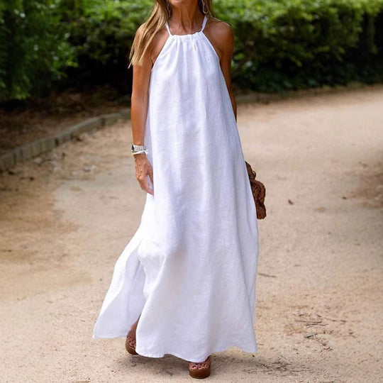 Damen Maxikleid mit Spaghettiträgern und elegantem fließendem Schnitt