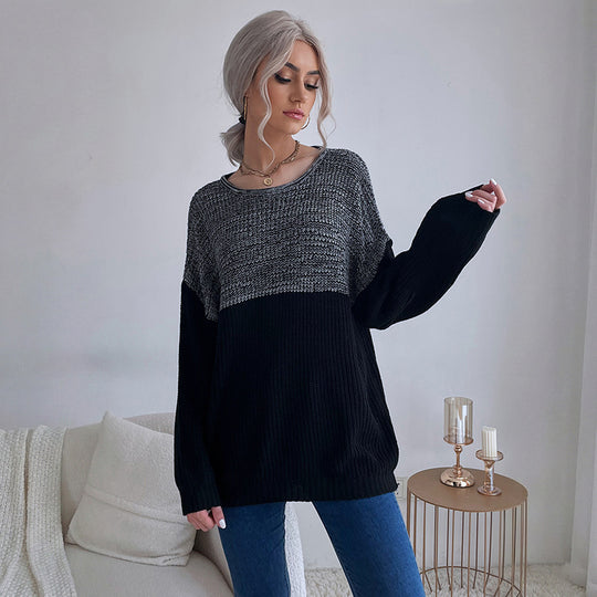 Damen Weit geschnittener Grobstrickpullover mit Raglanärmeln und Rundausschnitt Shop Nory