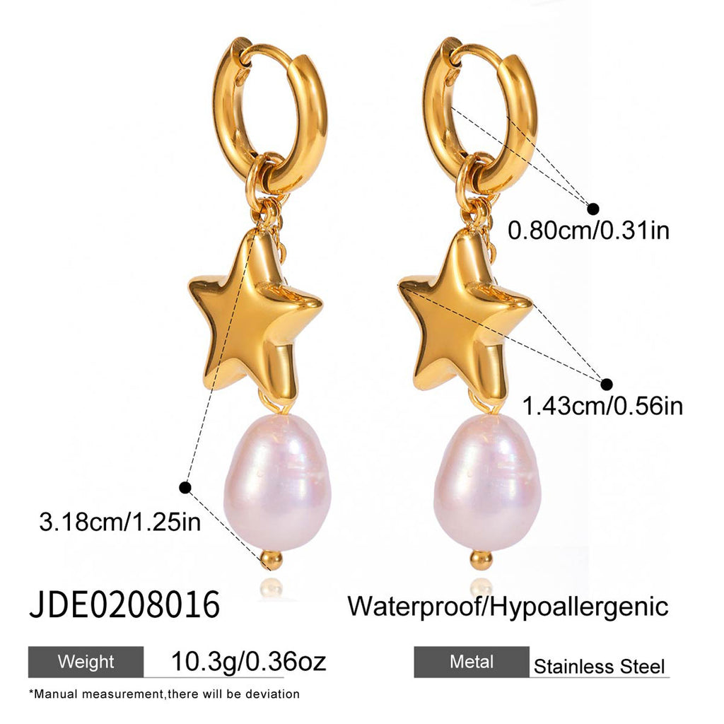 Damen Ohrhänger mit funkelnden Stern- und Mondanhängern aus hypoallergenem Edelstahl Shop Nory