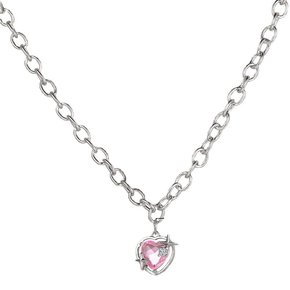 Damen Halskette mit herzförmigem Kristall und eleganter Spiralauflage Shop Nory