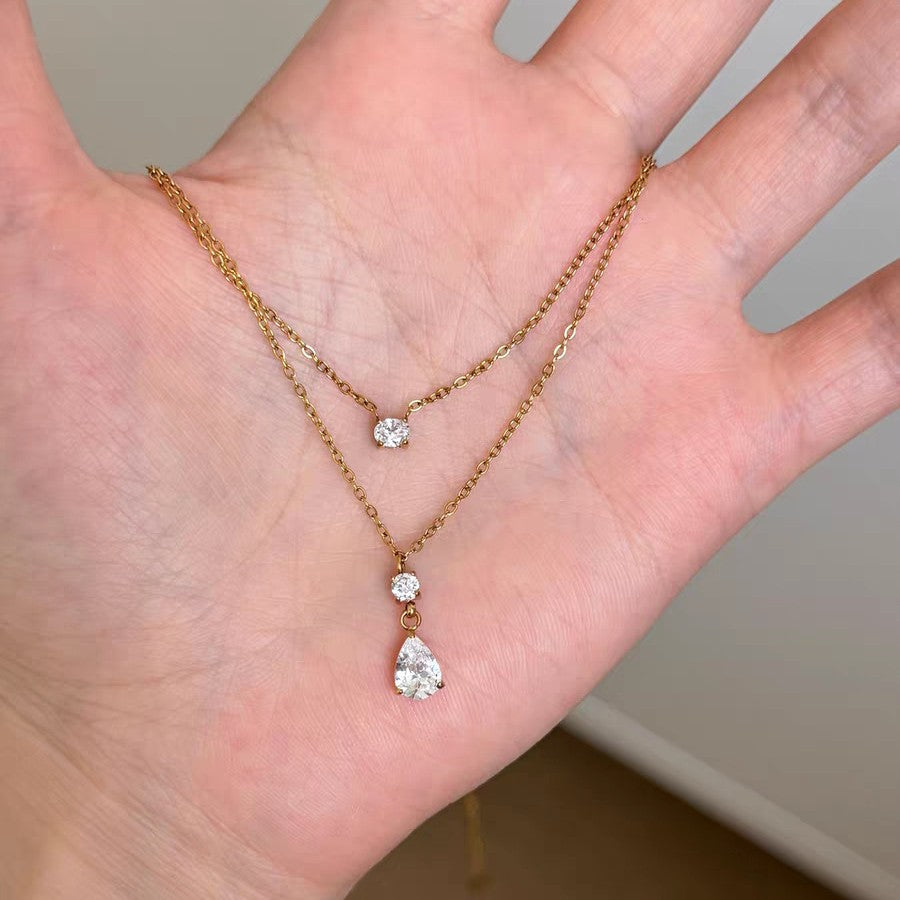 Damen Elegante Gestufte Tropfenanhänger Halskette Shop Nory