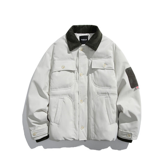 Unisex Gepolsterte Overshirt‑Jacke im Boxy‑Cut mit Cordkragen und Pattentaschen Shop Nory