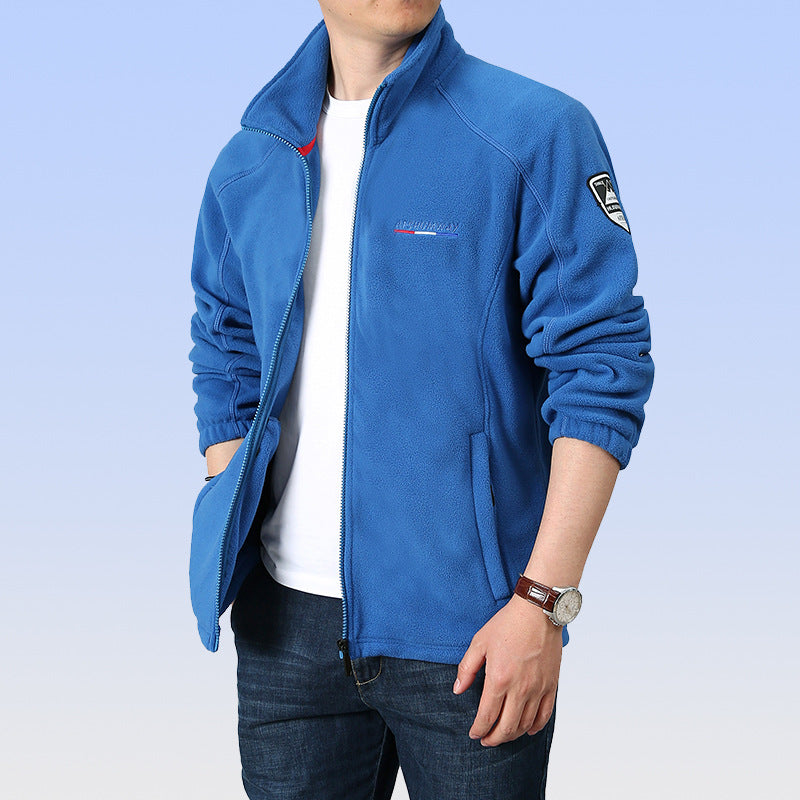 Herren Fleece-Outdoorjacke mit Stehkragen und durchgehendem Reißverschluss Shop Nory