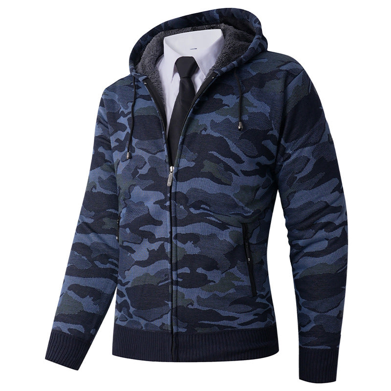 Herren modischer Hoodie mit gefütterter Kapuze und kräftigem Camouflage-Muster