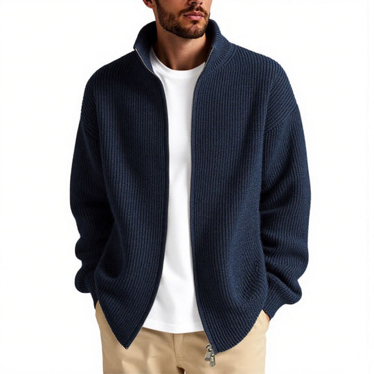 Herren Strickjacke mit hohem Kragen und praktischem Reißverschluss ShopNory