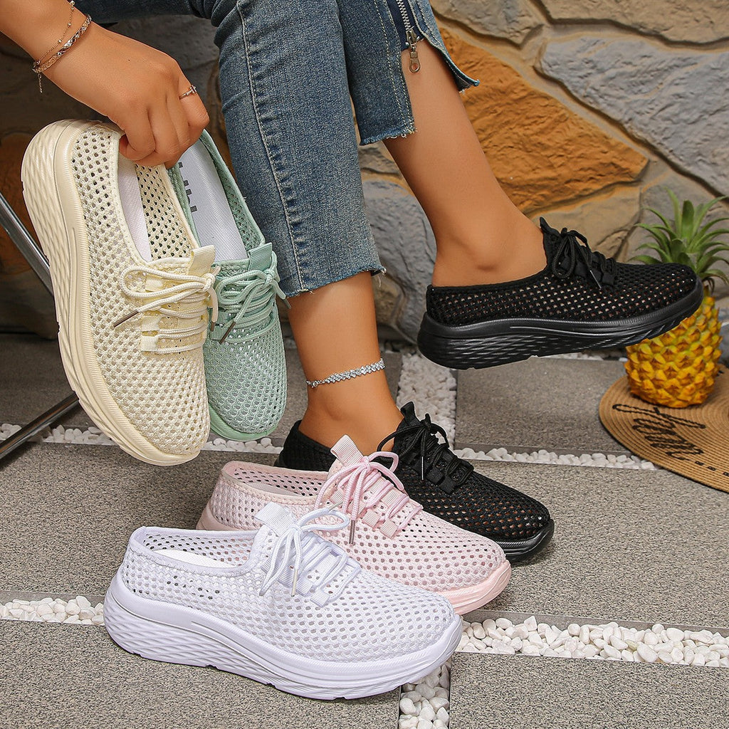 Damen Atmungsaktive Mesh-Sneaker mit elastischem Schnürsystem und rutschfester Sohle