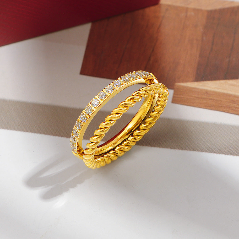 Damen edler Ring-Satz mit funkelnden Zirkonia-Steinen Shop Nory
