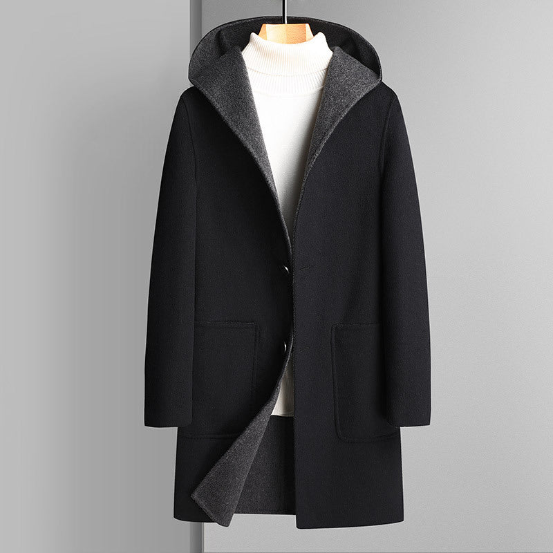 Herren Wendbarer Wollmantel mit Kapuze Shop Nory
