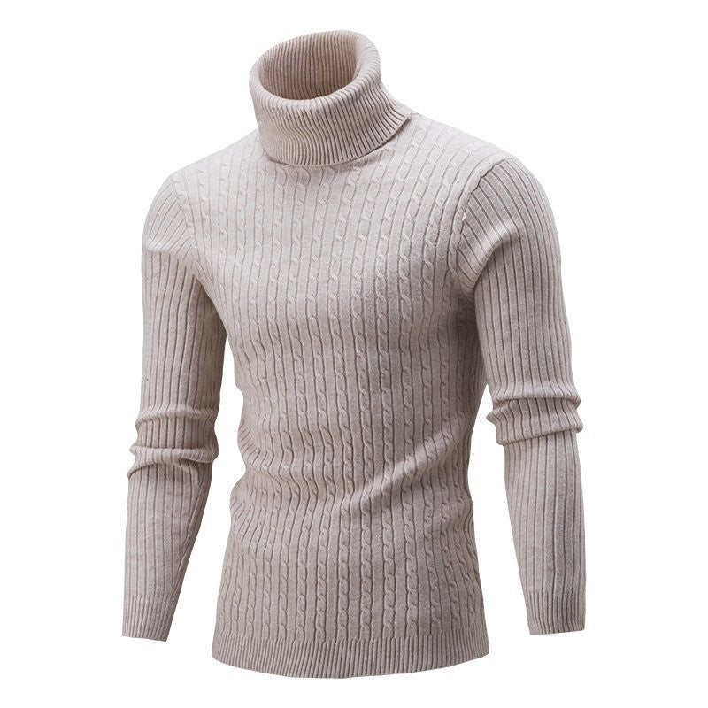 Herren Taillierter Thermo-Rollkragenpullover mit Zopf- und Rippstrickstruktur Shop Nory