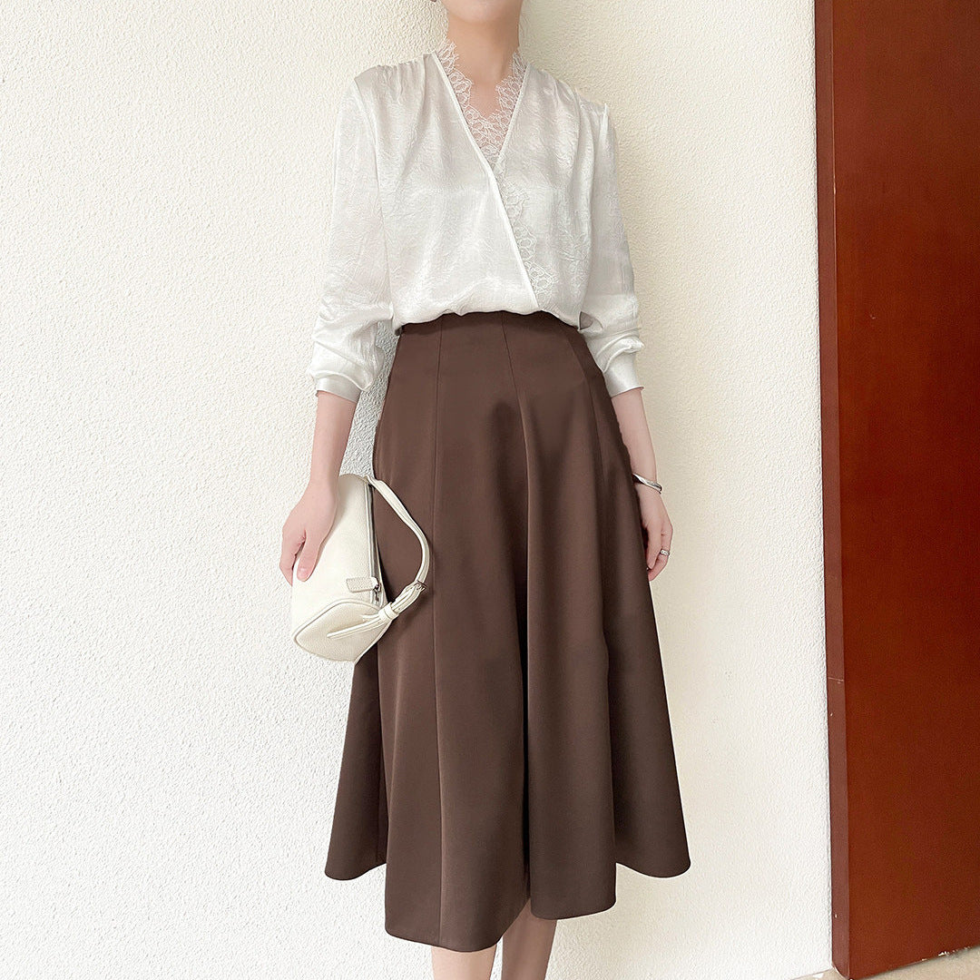 Damen Elegante und raffinierte Bluse mit Spitzenkragen Shop Nory