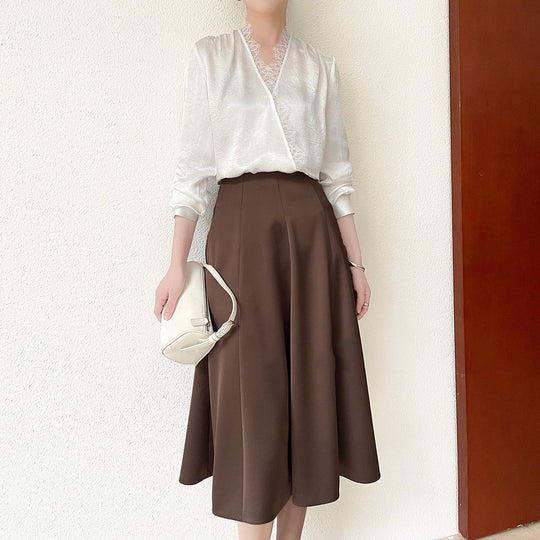 Damen Elegante und raffinierte Bluse mit Spitzenkragen Shop Nory