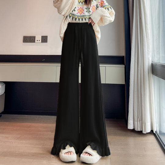 Damen Elegante, weiche Lounge-Hose mit Rüschenabschluss Shop Nory