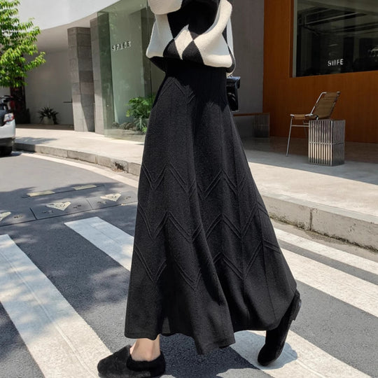 Damen Eleganter, schwingender Maxirock mit strukturiertem Design Shop Nory